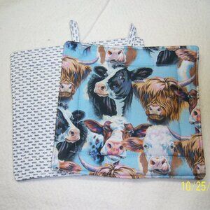 Handmade Potholders Pot holders Highland cow and more Holstien